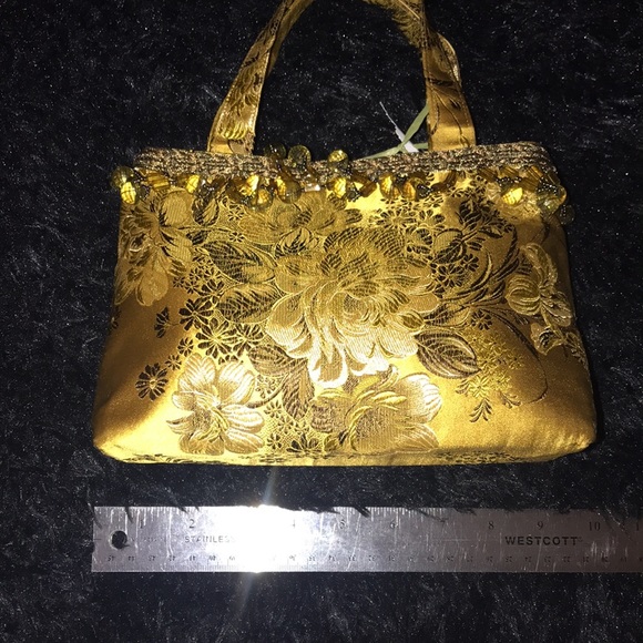 Silk Brocade Handmade Beaded Bag - Picture 3 of 5